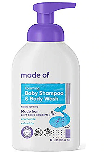 MADE OF Organic Foaming Baby Shampoo & Body Wash Fragrance Free -- 10 oz