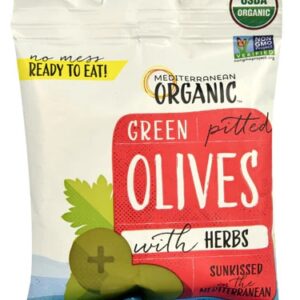 Mediterranean Organic Green Pitted Olives -- 2.5 oz