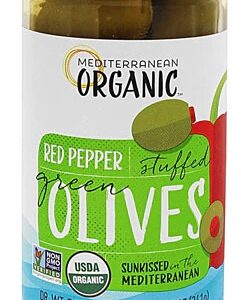 Mediterranean Organic Red Pepper Stuffed Green Olives -- 8.5 oz