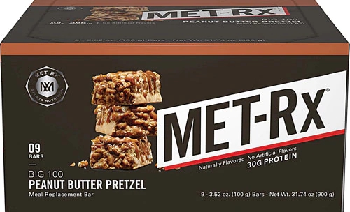 MET-Rx BIG 100 Meal Replacement Bar Peanut Butter Pretzel -- 9 Bars