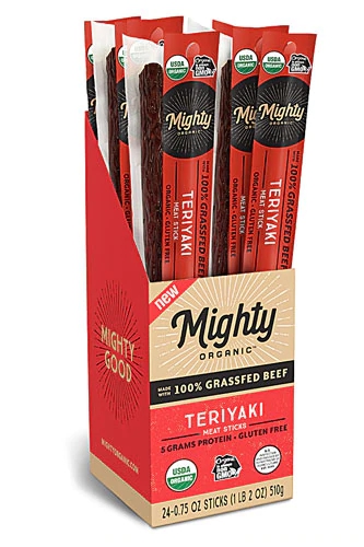 Comprar Mighty Organic Grassfed Beef Meat Sticks Teriyaki -- 24 Sticks