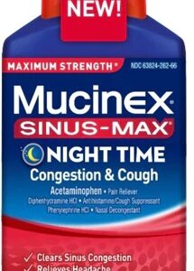 Comprar Mucinex Sinus-Max Maximum Strength Adult Liquid Nighttime Congestion and Cough Relief -- 6 fl oz