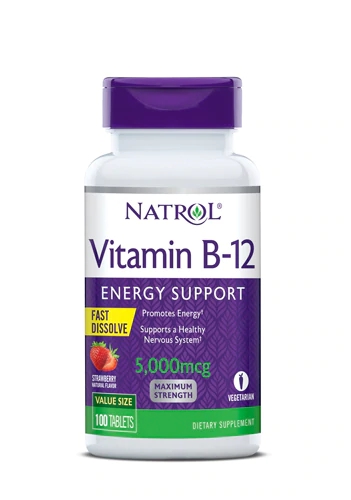 Natrol Vitamin B-12 Fast Dissolve Strawberry -- 5000 mcg - 100 Tablets