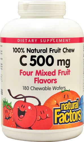 Comprar Natural Factors 100% Natural Fruit Chew C Mixed Fruit -- 500 mg - 180 Chewable Wafers