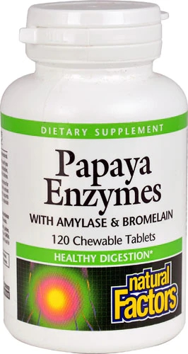 Comprar Natural Factors Papaya Enzymes with Amylase & Bromelain -- 120 Chewable Tablets