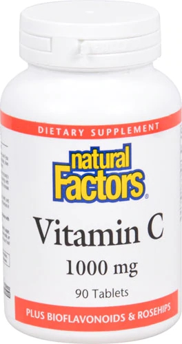 Natural Factors Vitamin C Plus Bioflavonoids and Rosehips -- 1000 mg - 90 Tablets