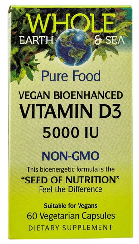 Comprar Natural Factors Whole Earth & Sea® Vegan Bioenhanced Vitamin D3 -- 5000 IU - 60 Vegetarian Capsules
