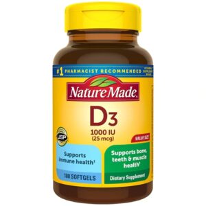 Nature Made Vitamin D3 -- 1000 IU - 180 Softgels