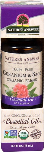 Nature's Answer 100% Pure Organic Essential Oil Geranium & Sage -- 0.5 fl oz