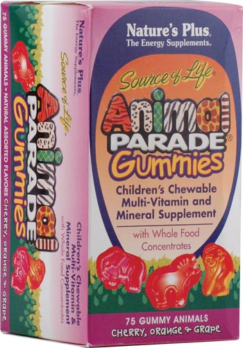 Comprar Nature's Plus Animal Parade® Gummies Children's Chewable Multi-Vitamin and Mineral Supplement Cherry Orange and Grape -- 75 Gummies