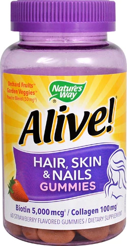 Nature's Way Alive!® Hair Skin & Nails Gummies Strawberry -- 60 Gummies