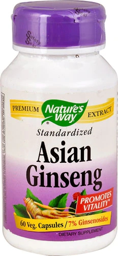 Nature's Way Asian Ginseng Standardized -- 60 Veg Capsules