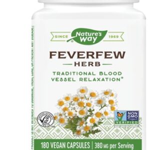 Nature's Way Feverfew Herb -- 380 mg - 180 Vegetable Capsules