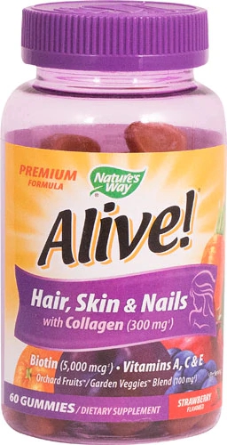 Nature's Way Hair Skin & Nails with Collagen Gummy Strawberry -- 60 Gummies