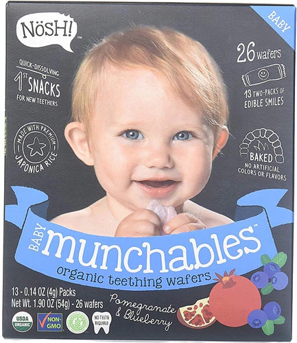 Nosh Baby Munchables Teething Wafers - Blueberry & Pomegranate -- 12 Packs