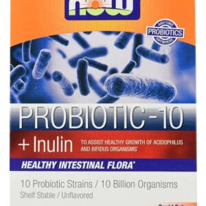 NOW Foods Probiotic-10 + Inulin Unflavored -- 10 billion - 24 Packets