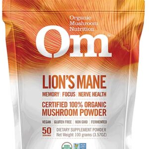 OM Organic Mushroom Nutrition Supplement Powder - Lions Mane -- 3.5 oz