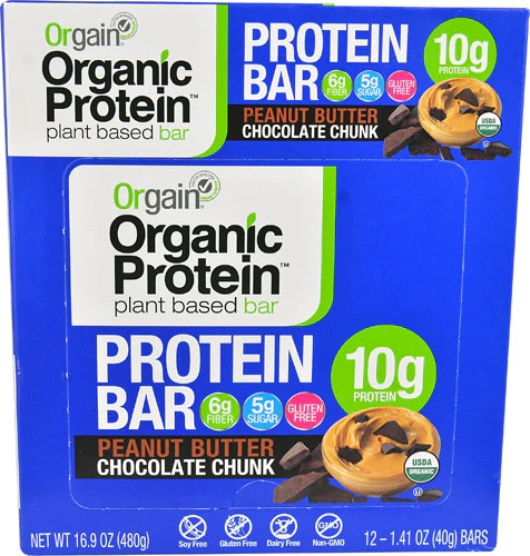 Orgain Organic Protein Bar Peanut Butter Chocolate Chunk -- 12 Bars