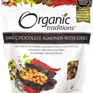 Organic Traditions Dark Chocolate Almonds with Chili -- 8 oz