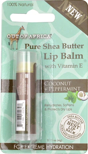 Out Of Africa Pure Shea Butter Lip Balm with Vitamin E Coconut plus Peppermint -- 0.15 oz