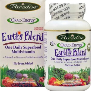 Paradise Herbs ORAC-Energy® Earth's Blend One Daily Superfood Multivitamin No Iron Added -- 60 Vegetarian Capsules