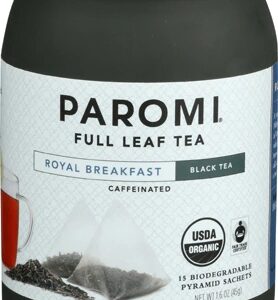 Paromi Tea Full Leaf Tea Royal Breakfast Black Tea -- 15 Biodegradable Pyramid Sachets