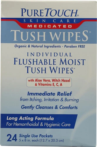 Puretouch Individual Flushable Moist Tush Wipes® -- 24 Packets
