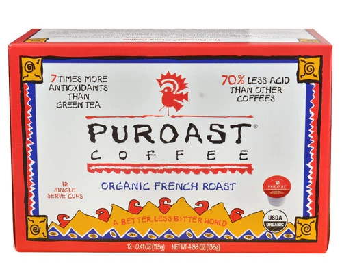 Comprar Puroast Low Acid Organic Coffee Single Serve French Roast -- 12 K-Cups