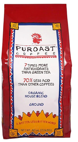 Comprar Puroast Organic Low Acid Ground Coffee House Blend -- 2.5 lbs