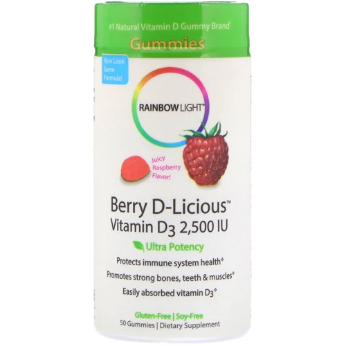 Comprar Rainbow Light Berry-D-Licious™ Vitamin D3 Juicy Raspberry -- 2500 IU - 50 Gummies