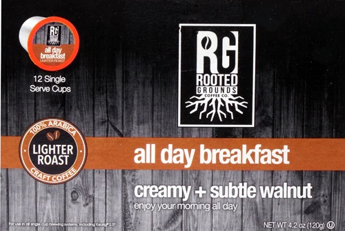 Comprar Rooted Grounds Single Serve K-Cups Coffee All Day Breakfast -- 12 K-Cups