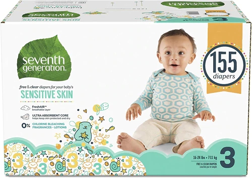 Comprar Seventh Generation Free & Clear Baby Diapers with Animal Prints Size 3 -- 155 Diapers