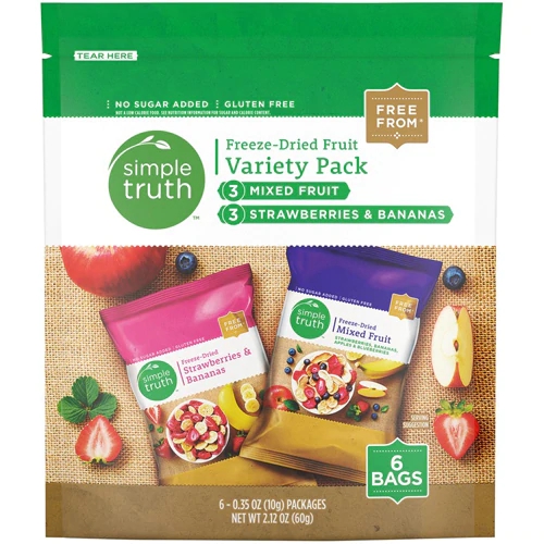 Comprar Simple Truth® Freeze Dried Mixed Fruit & Strawberries and Bananas Variety Pack -- 0.35 oz Each / Pack of 6