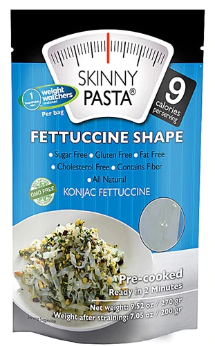 Skinny Pasta Konjac 9 Calories per Serving Fettuccine Shape Pasta Gluten Free -- 9.52 oz