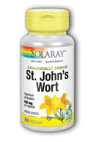 Solaray Organically Grown St John's Wort Dietary Supplement -- 450 mg - 100 VegCaps