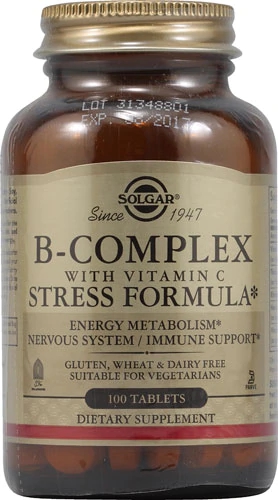 Solgar B-Complex with Vitamin C Stress Formula -- 100 Tablets