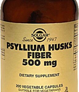 Solgar Psyllium Husks Fiber -- 500 mg - 200 Vegetable Capsules