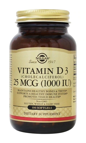 Comprar Solgar Vitamin D3 Cholecalciferol -- 25 mcg (1000 IU) - 100 Softgels