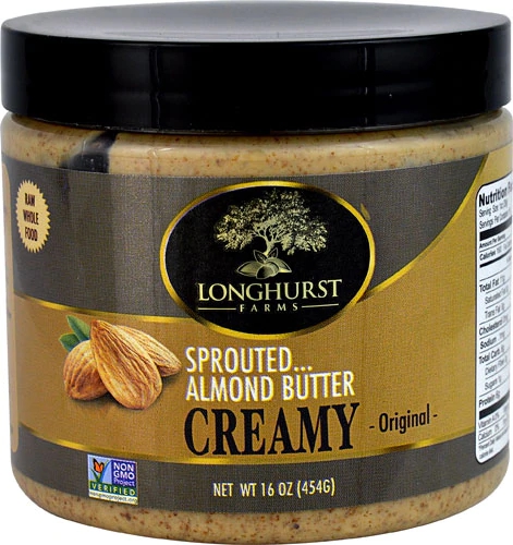 Sprouted Almonds Longhurst Farms Creamy Sprouted Almond Butter Original -- 16 oz