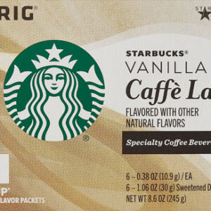 Starbucks Caffe Latte K-Cup Pods & Flavor Packets Vanilla -- 6 K-Cups