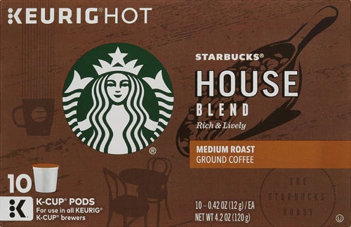 Starbucks Ground Coffee Medium Roast House Blend -- 10 K-Cups