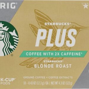 Starbucks Plus Ground Coffee with 2x Caffeine Blonde Roast -- 10 K-Cups