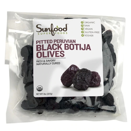 Comprar SunFood Organic Black Peruvian Botija Olives Pitted -- 8 oz