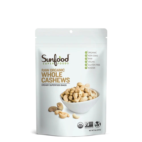 Comprar SunFood Raw Organic Whole Cashews -- 8 oz