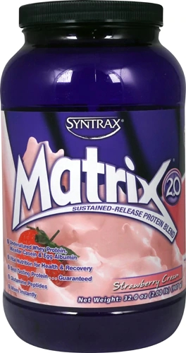 Comprar Syntrax Matrix® 2.0 Sustained-Release Protein Blend Strawberry Cream -- 32 oz
