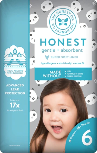 The Honest Company Honest Diapers, Pandas, Size 6, 35 + Pounds -- 18 Diapers
