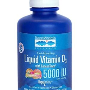 Trace Minerals Research Liquid Vitamin D3 with Ionic Trace Minerals Tropical Cherry -- 5000 IU - 16 fl oz