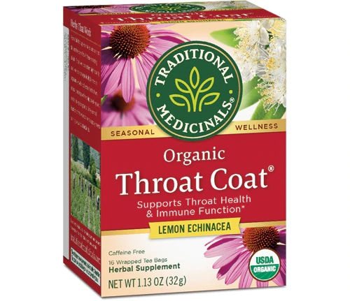 Traditional Medicinals Organic Throat Coat® Herbal Tea Lemon Echinacea -- 16 Tea Bags