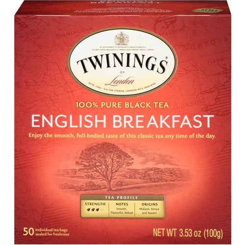 Twinings 100% Pure Black Tea English Breakfast -- 50 Tea Bags