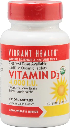 Vibrant Health Vitamin D3 -- 4000 IU - 100 Organitabs